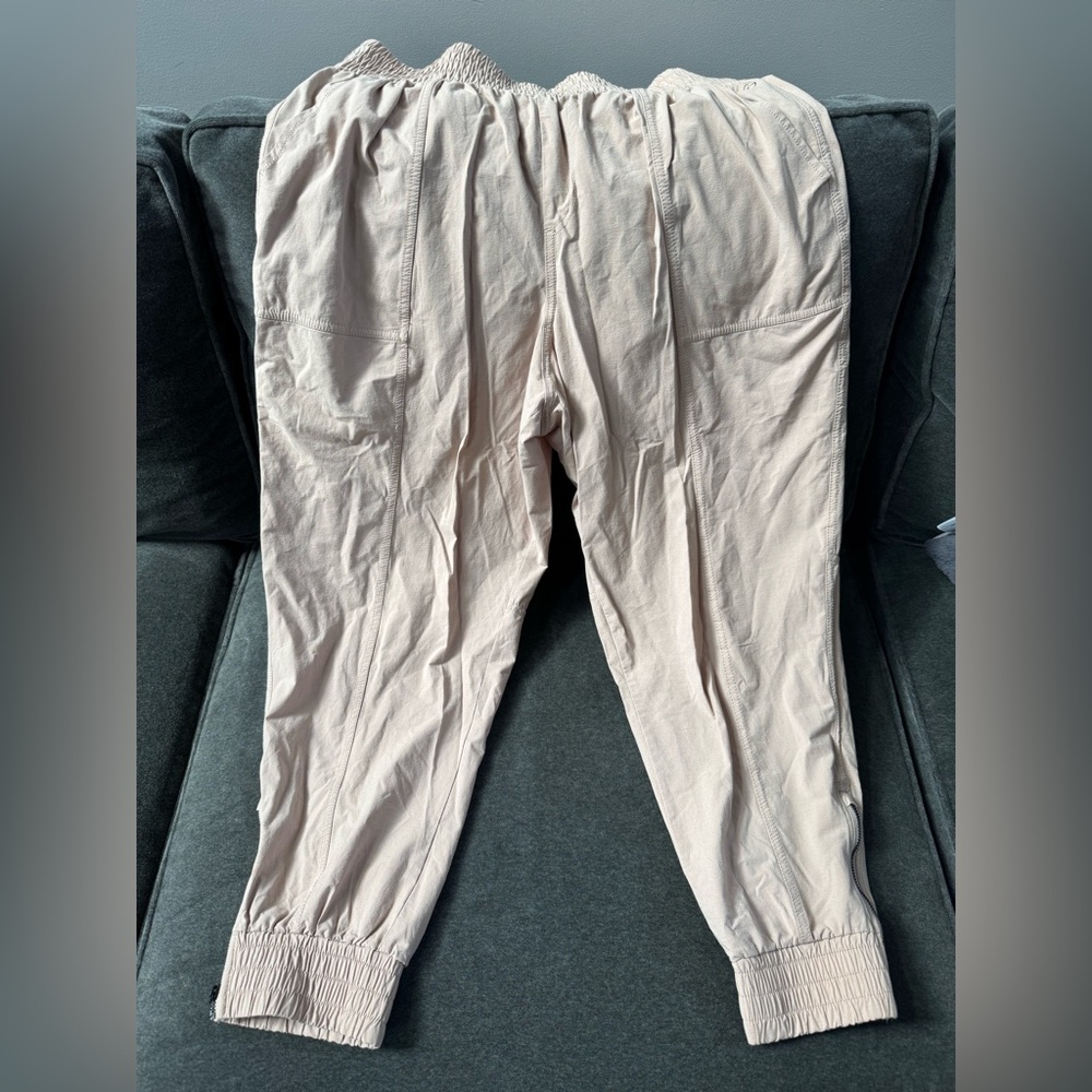 Light Pink Elastic Waist Cuffed Ankle Pants